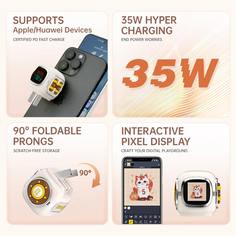 Divoom Dipow 35W GaN Fast Charger with Pixel Display - Image 6