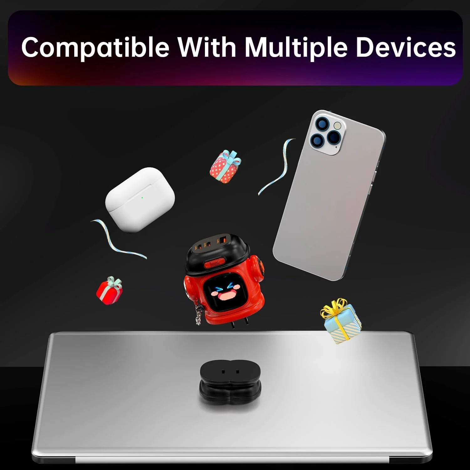 Divoom Dipow-65W Multi-Socket Fast Charger with Pixel Display - Image 3