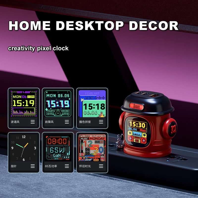 Divoom Dipow-65W Multi-Socket Fast Charger with Pixel Display - Image 4