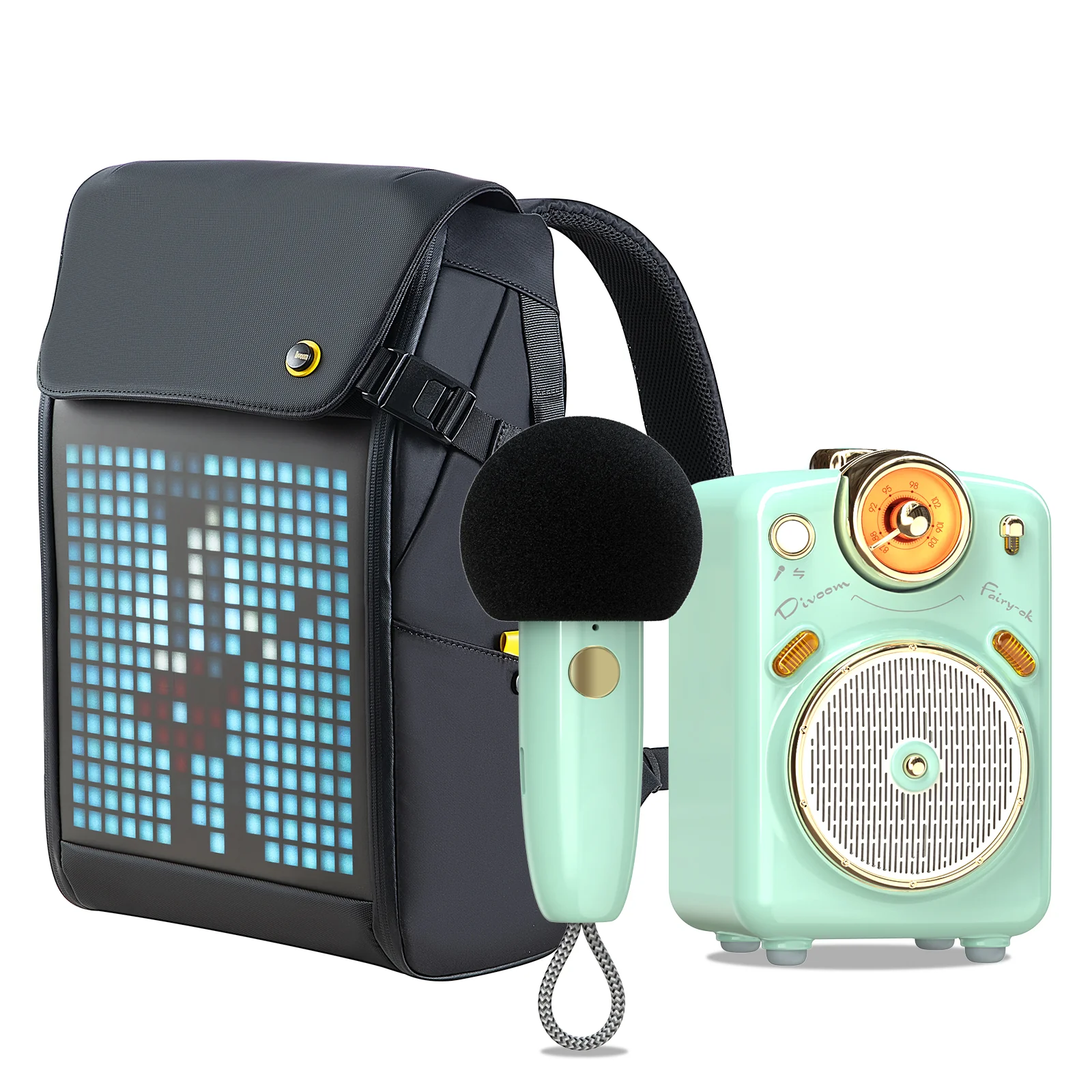 Divoom Fairy-OK Karaoke Speaker & Pixoo M LED Backpack Bundle - Image 3
