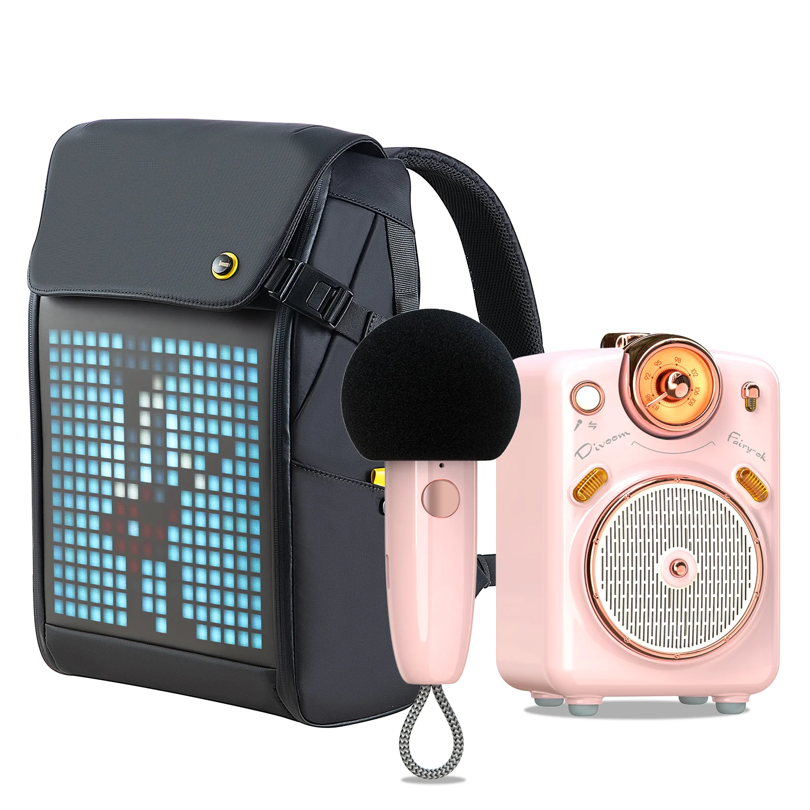 Divoom Fairy-OK Karaoke Speaker & Pixoo M LED Backpack Bundle - Image 4