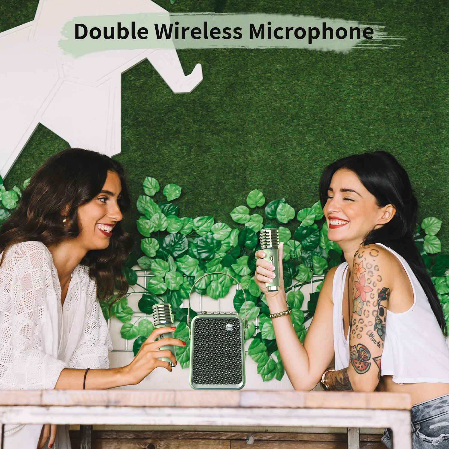 Divoom Songbird-HQ Portable Karaoke Bluetooth Speaker with Dual Wireless Microphones - Image 4