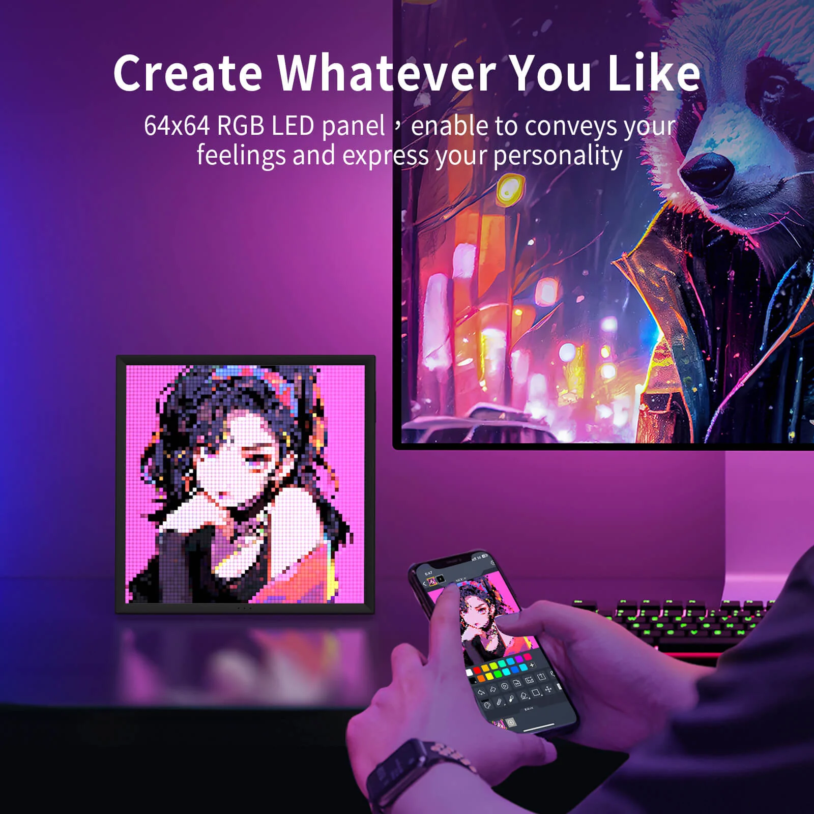Divoom Pixoo-64Ⅱ WiFi 64x64 Pixel Art LED Display & Social Media Counter - Image 6