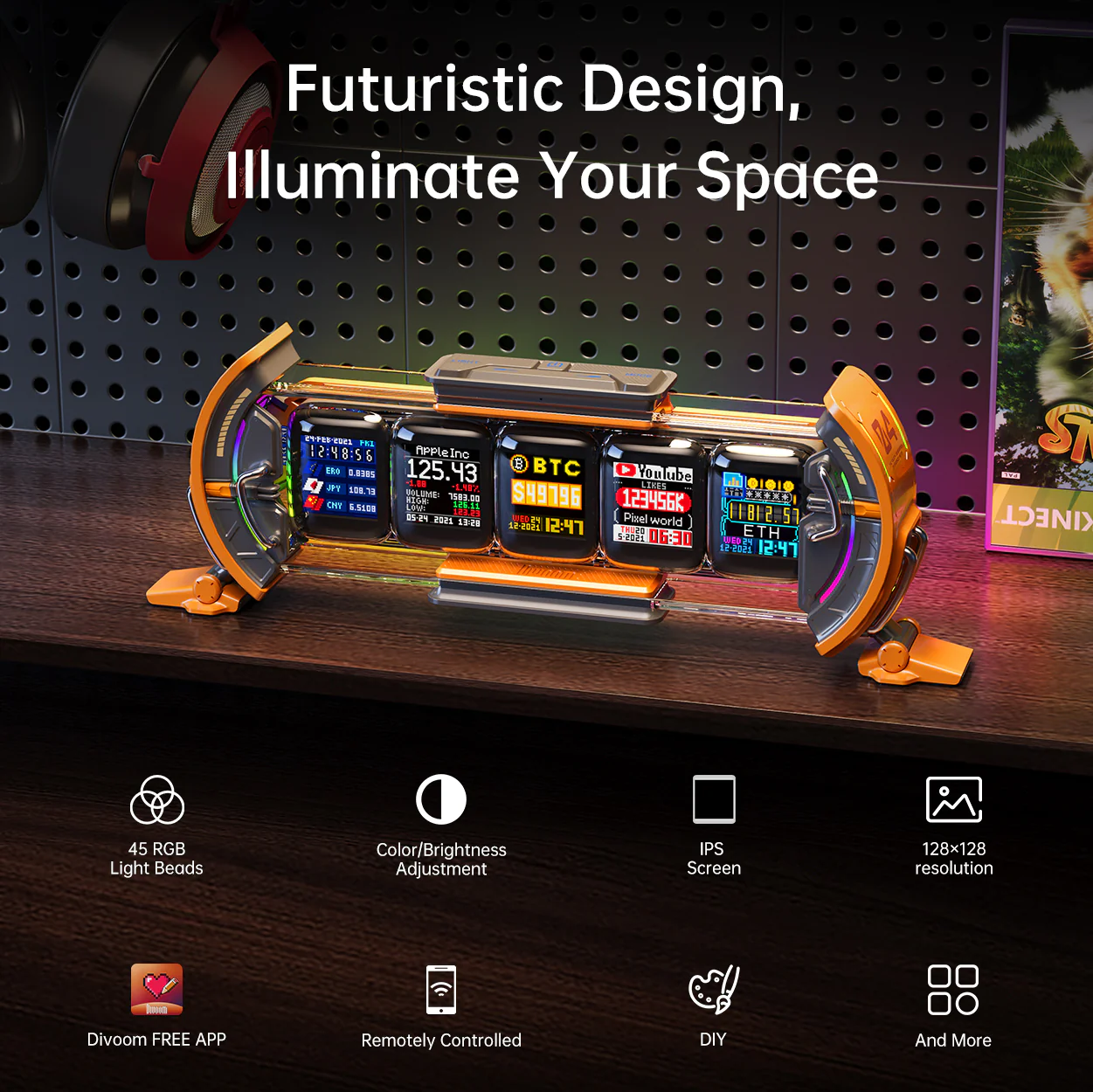 Divoom Times Gate Pixel Art Info Display with 5 Smart LCD Screens - Image 3